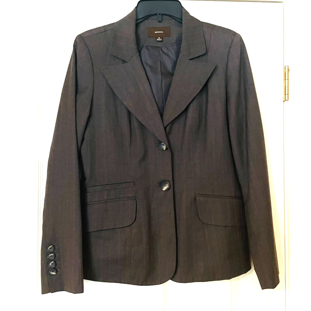 Merona Women's Brown Long Sleeve Two-Button Blazer Jacket Size 12